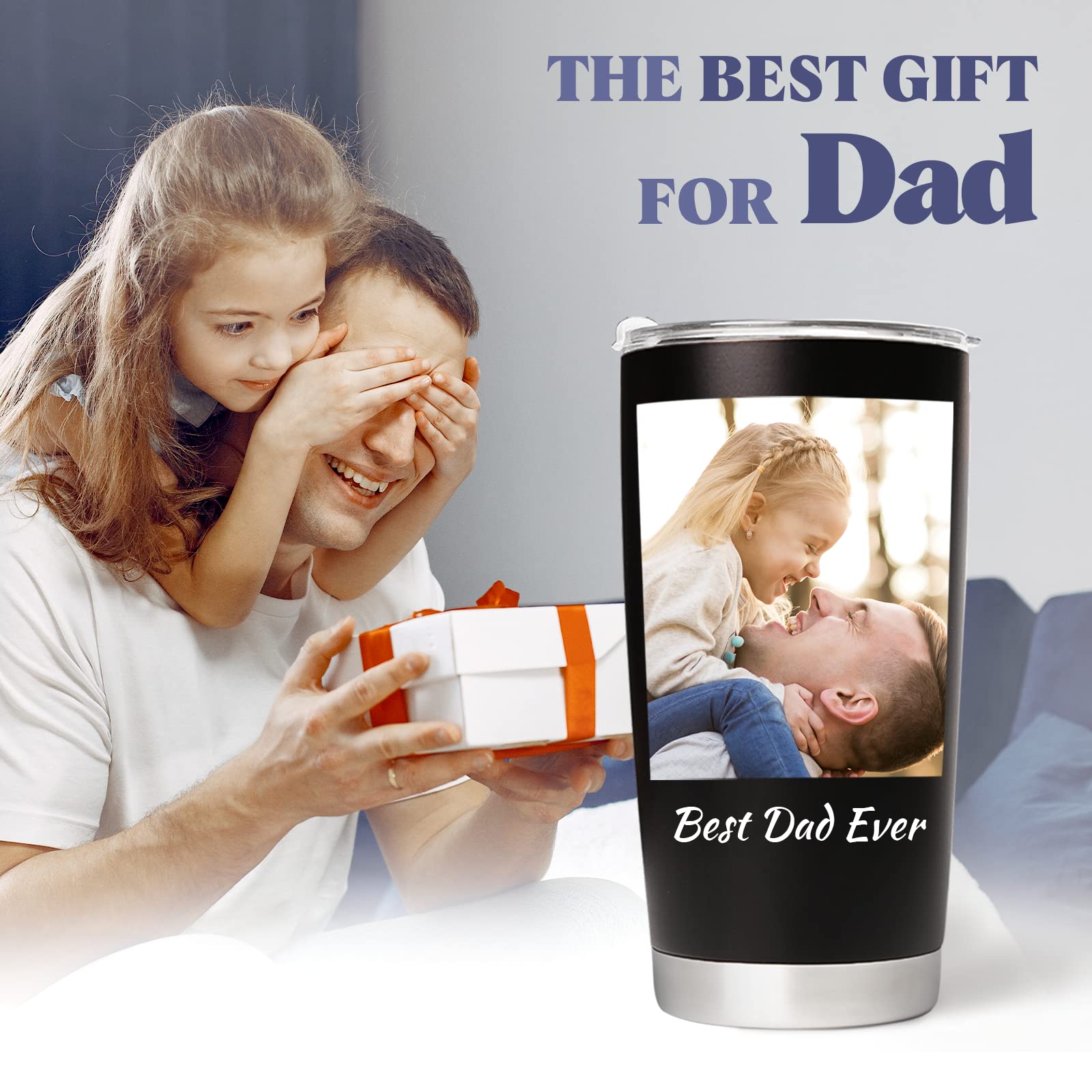 Personalized Coffee Tumbler with Picture Text, Custom 20oz Insulated Stainless Steel Travel Tumbler with Lids, Personalized Travel Mug - Birthday Mothers Day Gifts for Women Men