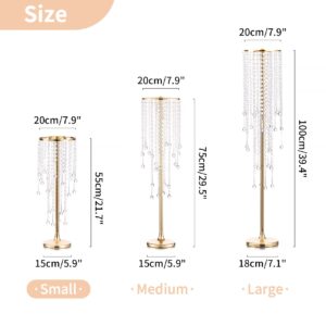 NUPTIO Wedding Centerpieces Gold Vases: 2 Pcs 21.7in Tall Crystal Flower Vase Metal Flowers Stand for Party Tables Decorations - Elegant Bulk Weddings Decoration Table Chandelier Centerpiece Stands