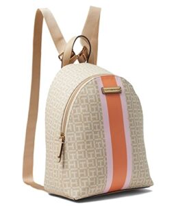 tommy hilfiger ainsley ii smalldome backpack coated square monogram fawn/optic white one size