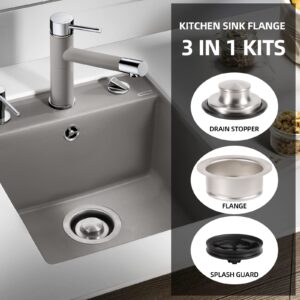 RQYEKDO Garbage Disposal Flange Stopper Collar Sink Baffle Kit, Kitchen Sink Flange Stopper Replacement Accessories,Stainless Steel,Fit Universal 3-1/2 Inch Standard Sink Drain Hole (Black)
