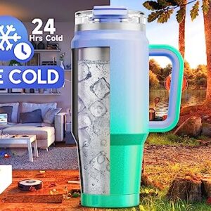 Meoky 32 oz Tumbler with Handle, Insulated Tumbler with Lid and Straw, Stainless Steel Travel Mug, Keeps Cold for 24 Hours, 100% Leak Proof, Fits in Car Cup Holder (Fairyland)