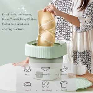 iVOLCONN Portable Washing Machine, Foldable Mini Washer Machine with Drainage Basket for Baby Clothes, Small Items, Underwear or Socks, Suitable for Apartment, Laundry, Camping or Travel (Green)