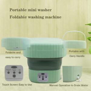 iVOLCONN Portable Washing Machine, Foldable Mini Washer Machine with Drainage Basket for Baby Clothes, Small Items, Underwear or Socks, Suitable for Apartment, Laundry, Camping or Travel (Green)