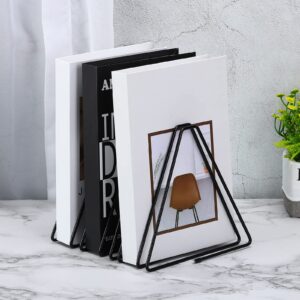 PATIKIL Triangle Desktop File Holder Rack Metal Vinyl Record Stand Holder Office File Organizer Triangle Bookshelf Decor for Desk Home Office Decor Black