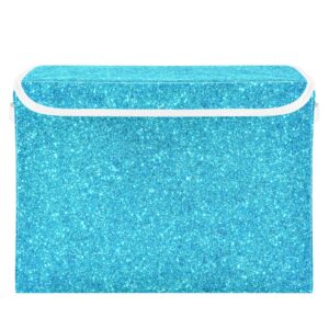 gredecor storage basket bins with lid blue glitter storage boxes organizer with handle 16.5"x12.6"x11.8" large collapsible storage cube for toys bedroom nursery home