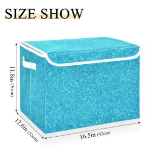 Gredecor Storage Basket Bins with Lid Blue Glitter Storage Boxes Organizer with Handle 16.5"x12.6"x11.8" Large Collapsible Storage Cube for Toys Bedroom Nursery Home