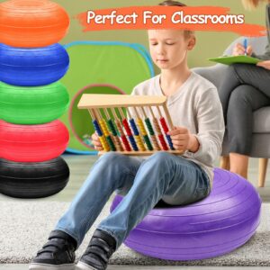 Lewtemi 6 Pieces Flexible Seating for Classroom Elementary Yoga Ball Chairs Wobble Seat for Kids Inflatable Donut Ball with Pump for Student Desk Chairs Exercise (Bright Color)