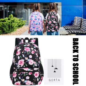 Octsky Backpack for Girls Kids Backpack Elementary Bookbags Teens Middle School Backpack with Lunch Box Water-repellent Lightweight Floral Lake