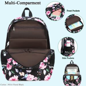 Octsky Backpack for Girls Kids Backpack Elementary Bookbags Teens Middle School Backpack with Lunch Box Water-repellent Lightweight Floral Lake