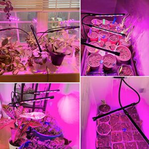 Garpsen Grow Lights for Indoor Plants, Grow Light with Red Blue Full Spectrum, 2 Heads Clip 40 LEDs Plant Light for Indoor Plants, 3 Switch Modes & Auto ON/Off, 6 12 16H Timer, 5 Dimmable Levels