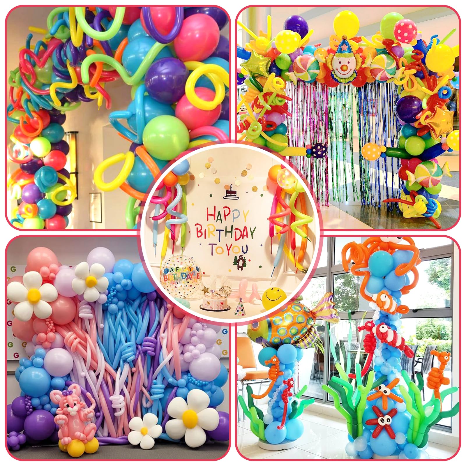 260 Long Balloons 100pcs Twisting Balloons 10 Assorted Colors for Animals Model Birthday Wedding Party Decorations