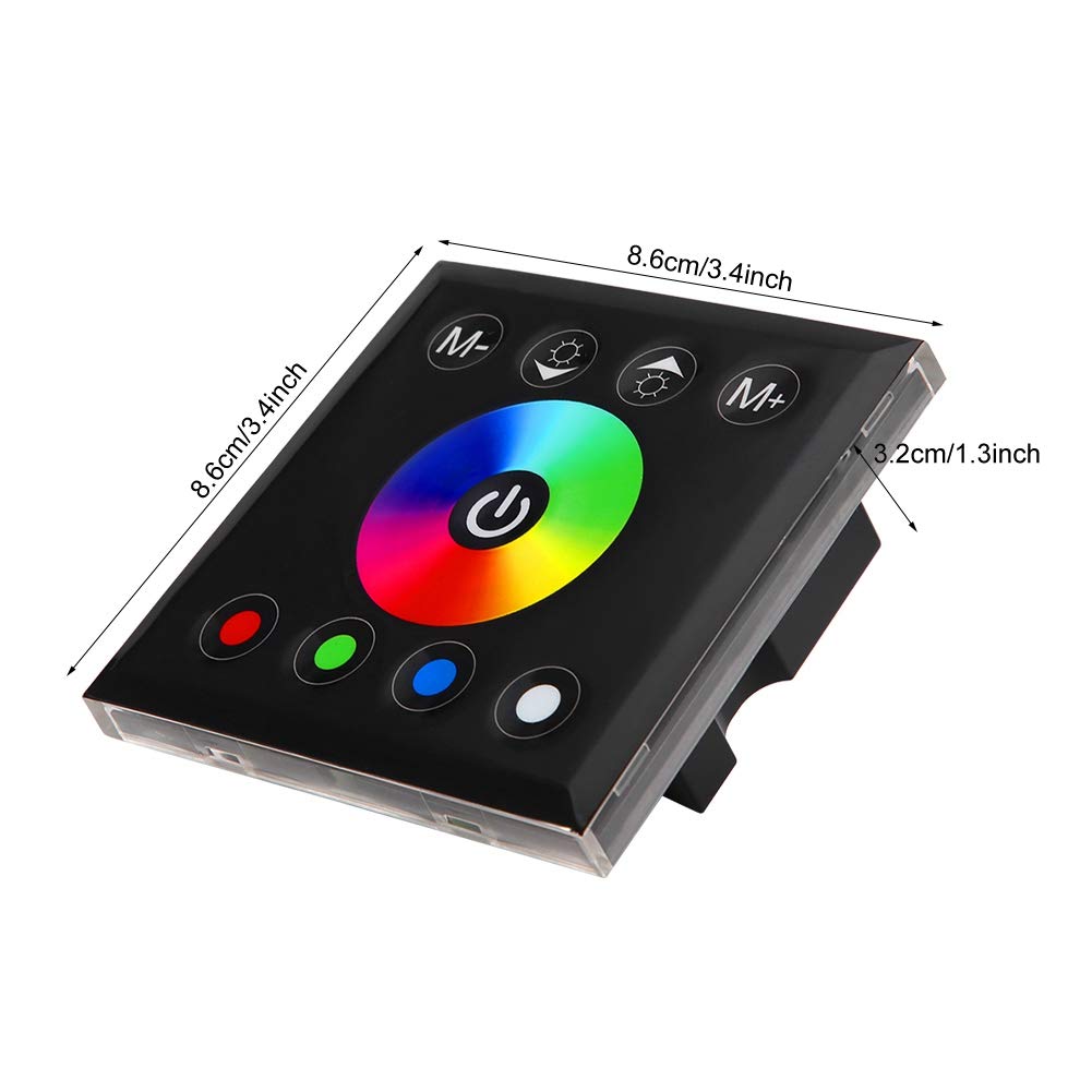 Psytfei LED Dimmer Wall Switch Wall Mounted Touch Panel Dimmer Switch Colorful Controller LED for LED Light Strip(Black)