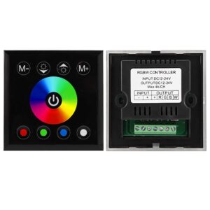 Psytfei LED Dimmer Wall Switch Wall Mounted Touch Panel Dimmer Switch Colorful Controller LED for LED Light Strip(Black)