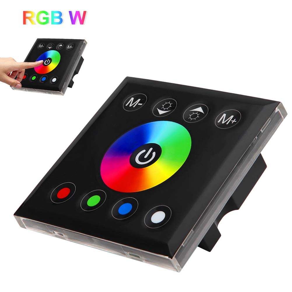 Psytfei LED Dimmer Wall Switch Wall Mounted Touch Panel Dimmer Switch Colorful Controller LED for LED Light Strip(Black)