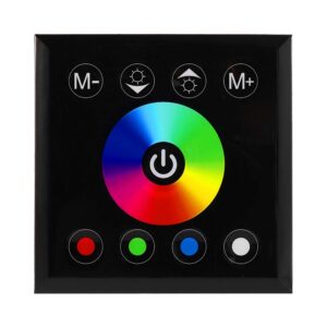 Psytfei LED Dimmer Wall Switch Wall Mounted Touch Panel Dimmer Switch Colorful Controller LED for LED Light Strip(Black)