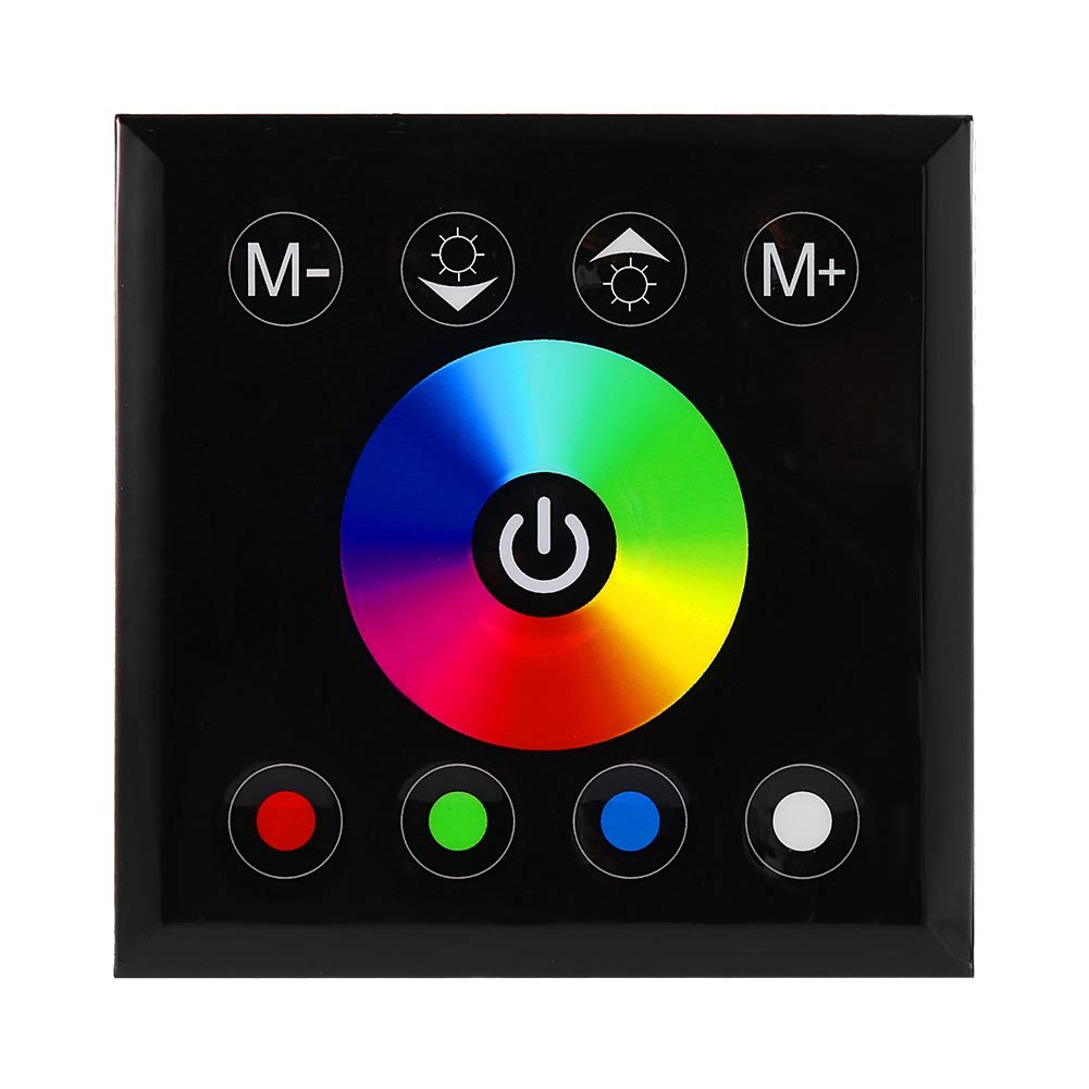 Psytfei LED Dimmer Wall Switch Wall Mounted Touch Panel Dimmer Switch Colorful Controller LED for LED Light Strip(Black)