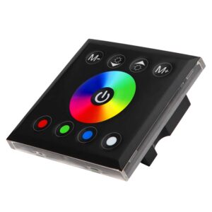 Psytfei LED Dimmer Wall Switch Wall Mounted Touch Panel Dimmer Switch Colorful Controller LED for LED Light Strip(Black)