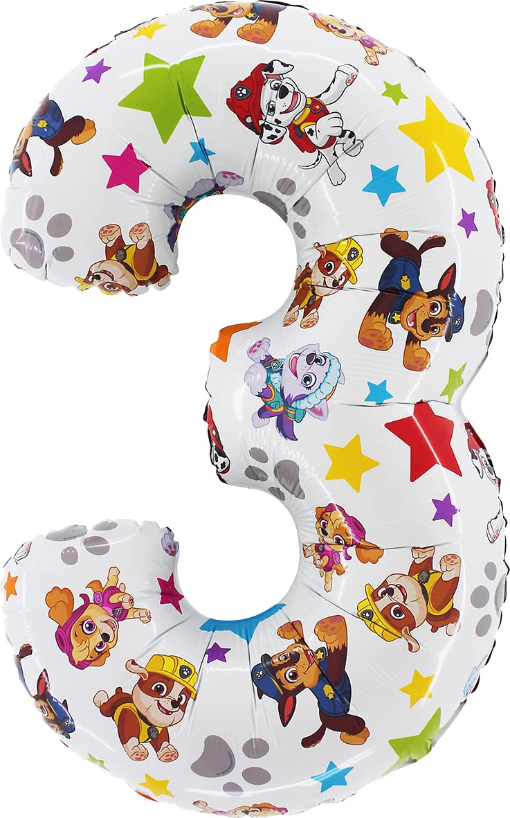 Toyland® 26 Inch Paw Patrol Number Foil Balloon - Kids Party Balloons - Number 1-6 Available (NUMBER 3)