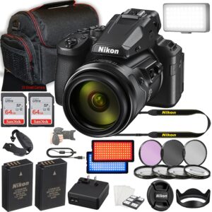 nikon coolpix p950 16mp 83x optical digital point and shoot camera + 128gb memory + led video light + case + filters + 3 piece filter kit + more (24pc bundle)