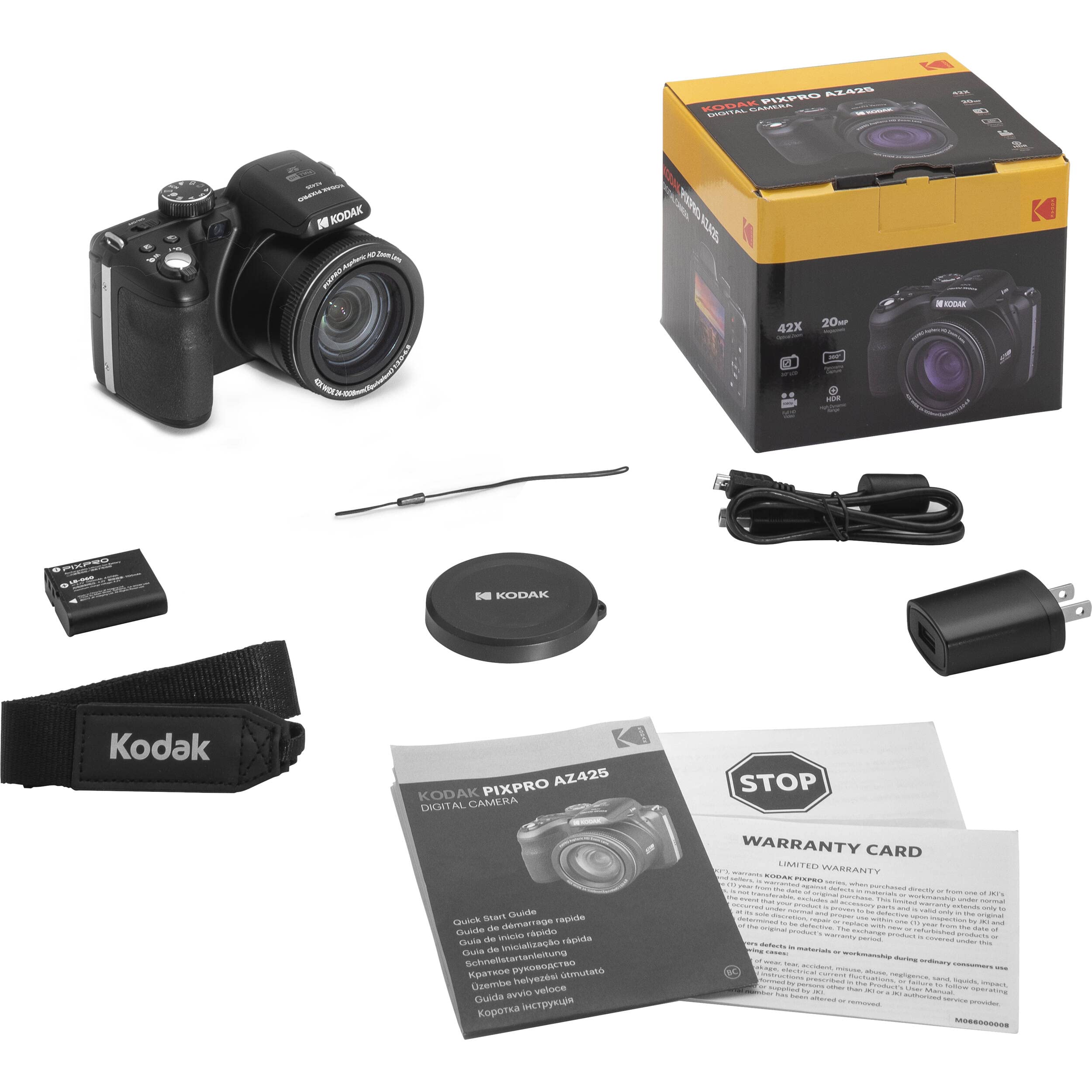 Kodak PIXPRO AZ425 Digital Camera Bundle with 32GB Memory Card, Camera Case (Black), Battery, Charger, USB Card Reader, Table Tripod, Accessories (Black)