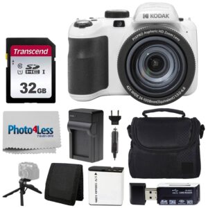 kodak pixpro az425 digital camera + 32gb memory card + camera case (black) + battery + charger + usb card reader + table tripod + accessories (white)