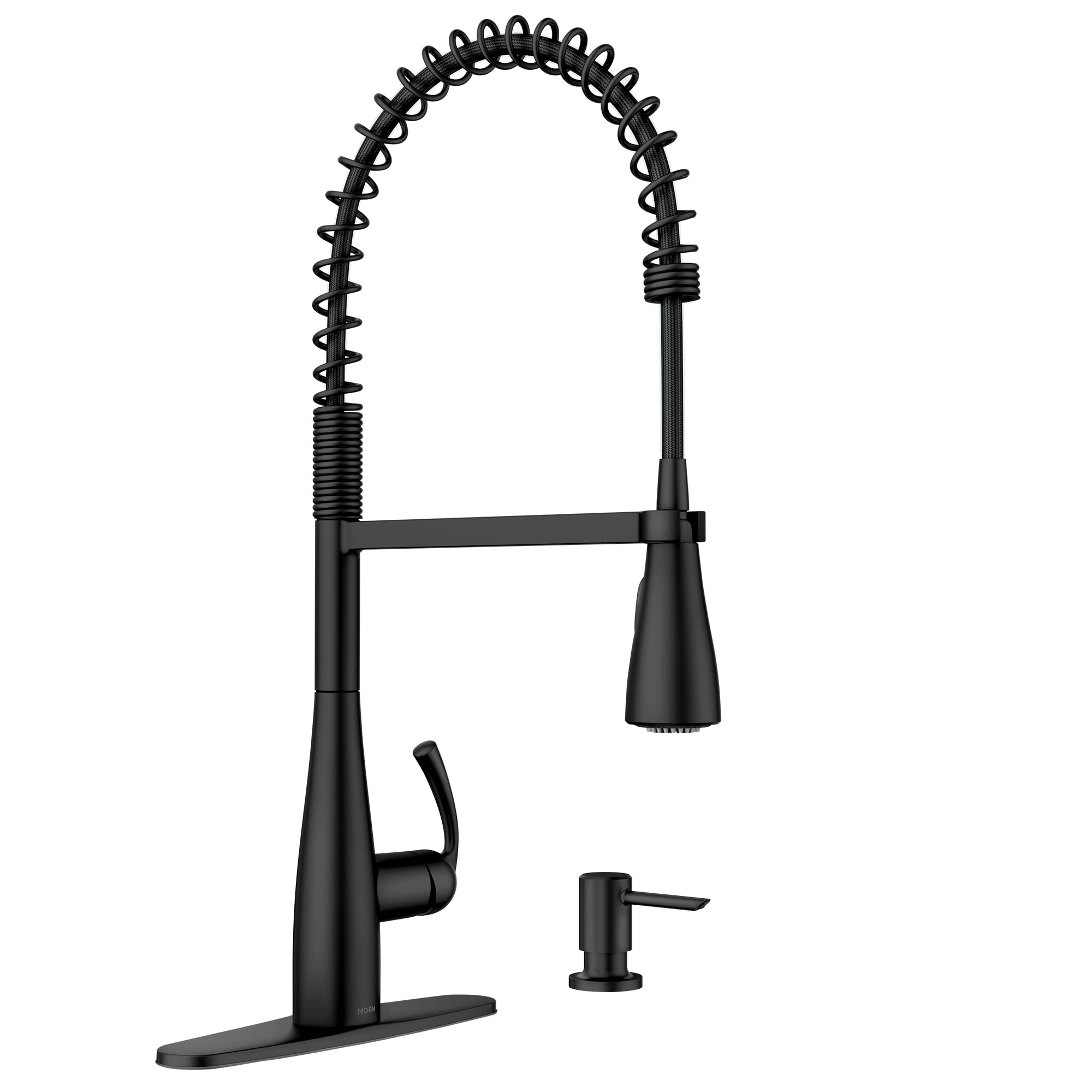 Moen Essie Matte Black One-Handle High Arc Pulldown Kitchen Faucet, 87814BL