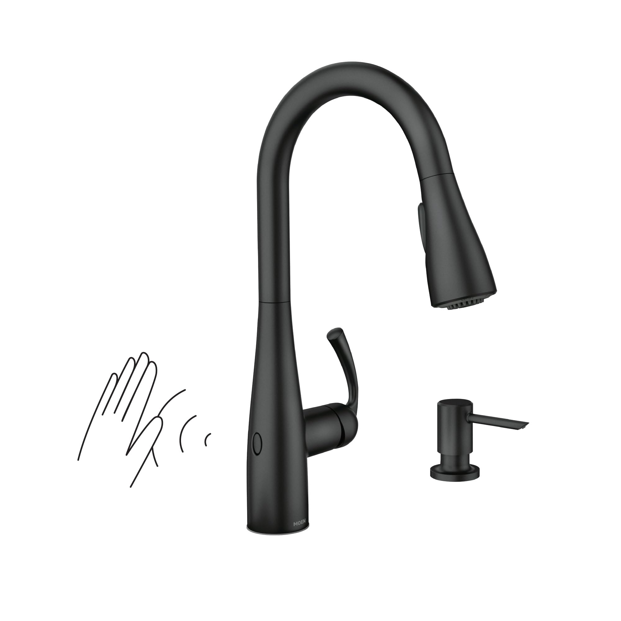 Moen Essie Matte Black One-Handle High Arc Kitchen Faucet, 87014EWBL