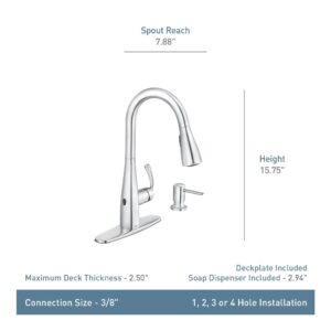 Moen Essie Matte Black One-Handle High Arc Kitchen Faucet, 87014EWBL