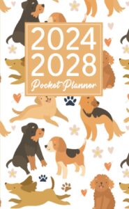 2024-2028 pocket planner: 5 year pocket calendar january 2024 to december 2028 | cute dogs