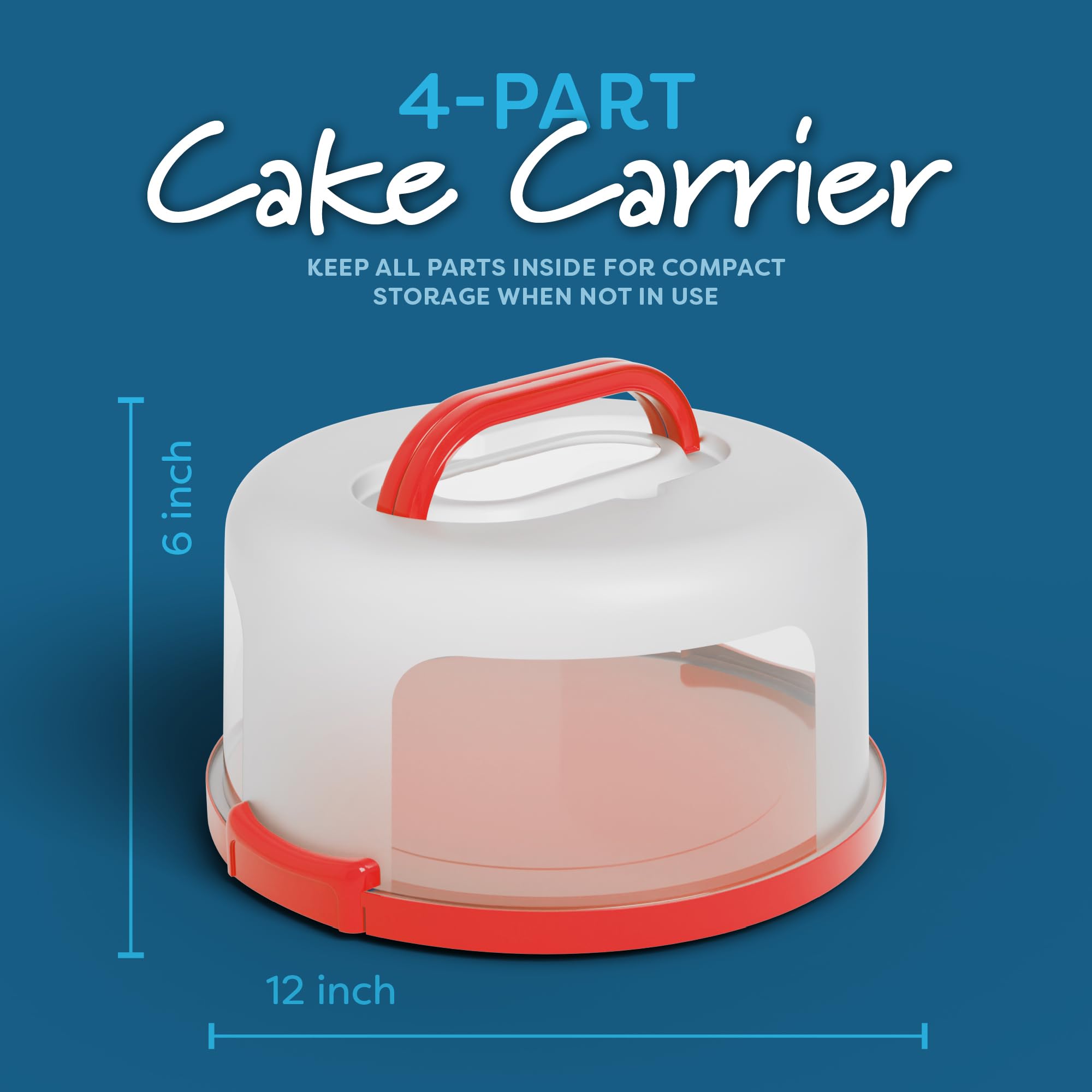 Cake Cupcake Carrier with Lid and Handle + Cake Stand Plate with Dome | 10" Round Cake Container Holder with Cover | Plastic Pie Carrier Cake Storage Container | Bunt Keeper Platter Tray for Transport