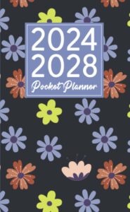 2024-2028 pocket planner: 5 year pocket calendar january 2024 to december 2028 | flower pattern