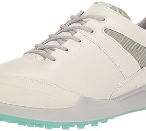 ECCO Women's Biom Hybrid Hydromax Water Resistant Golf Shoe, White/Concrete, 9-9.5