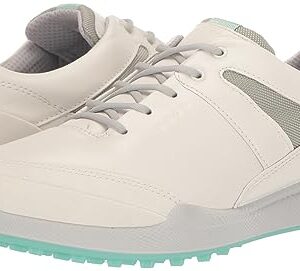 ECCO Women's Biom Hybrid Hydromax Water Resistant Golf Shoe, White/Concrete, 9-9.5