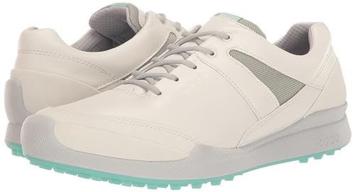 ECCO Women's Biom Hybrid Hydromax Water Resistant Golf Shoe, White/Concrete, 9-9.5