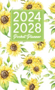 2024-2028 pocket planner: 5 year pocket calendar january 2024 to december 2028 | sunflowers