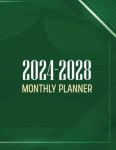 green cover 2024-2028 monthly planner 5 year: 60months january 2024 to december 2028 agenda organizer schedule .large size 8,5x11