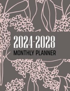 gris flower cover 2024-2028 monthly planner 5 year: 60 months january 2024 to december 2028 agenda organizer schedule .large size 8,5x11