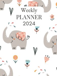 weekly elephant planner 2024: large one year monthly planner from january 2024 to december 2024 (12 months) with federal holidays | monthly weekly ... organizer | planner for elephant lovers