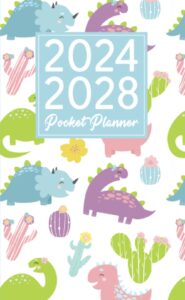 2024-2028 pocket planner: 5 year pocket calendar january 2024 to december 2028 | dino pattern