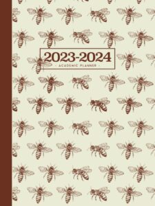 academic planner 2023-2024 large | classic bumble bees on cream: july - june | weekly & monthly | us federal holidays and moon phases