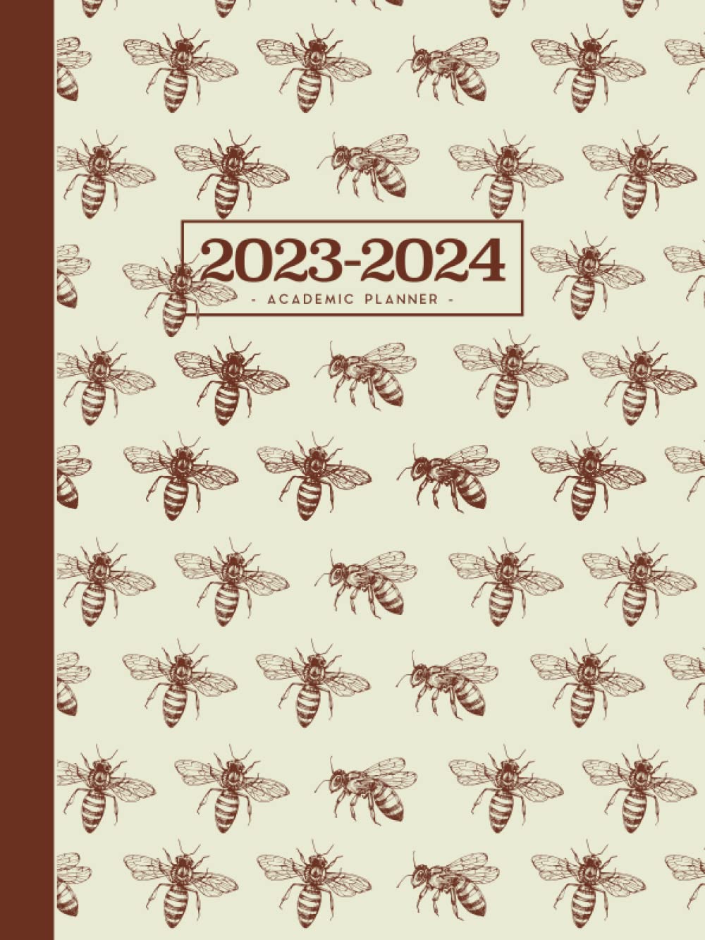 Academic Planner 2023-2024 Large | Classic Bumble Bees On Cream: July - June | Weekly & Monthly | US Federal Holidays and Moon Phases