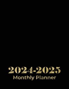 2024-2025 monthly planner: shiny gold black cover, 24 months calendar, 2 year monthly appointment notebook, agenda schedule organizer logbook & holidays