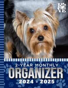 2-year monthly organizer 2024-2025: 8.5x11 large dated monthly schedule with 100 blank college-ruled paper combo / 24-month life organizing gift / yorkshire terrier - yorkie theme cover