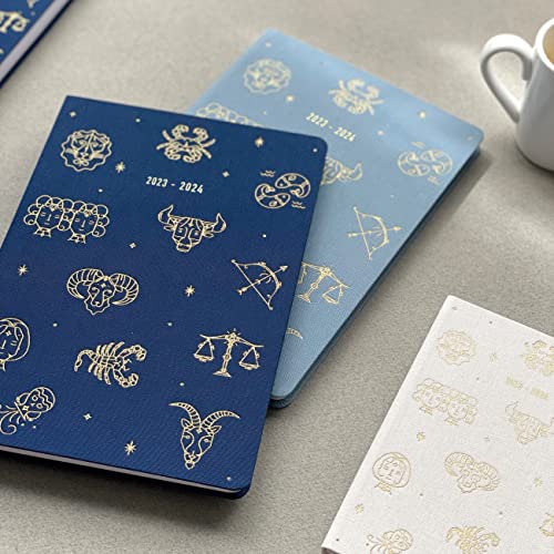 Letts of London Zodiac Academic Weekly/Monthly Planner, August 2023 to July 2024, Week-to-View, Sewn Binding, Multilingual, A5 Size, 8.25" x 5.875", Ivory (C031745-24)