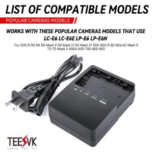 LP-E6 Battery Quick Charger for Canon: Compatible with LP-E6 LP-E6N LC-E6 LC-E6E Battery for Canon EOS R R5 R6 6D 7D 5D 5DS 5DS R 60D 60DA 70D 80D 5D Mark III 90D Mark II Cameras Power Supply