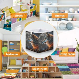 Vnurnrn Cube Storage Bins (Close Up Wolf Moon), Collapsible Storage Box with Support Board, Foldable Fabric Basket for Shelf Closet Cabinet 11.02×11.02×11.02 in