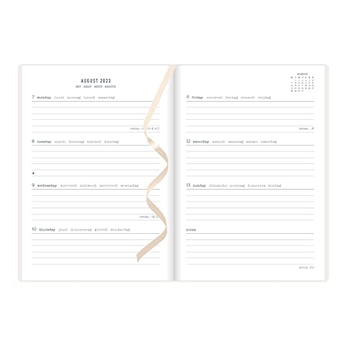 Letts of London Inspire Academic Weekly/Monthly Planner, August 2023 to July 2024, Week-to-View, Sewn Binding, Multilingual, A5 Size, 8.25" x 5.875", White (C031386-24)