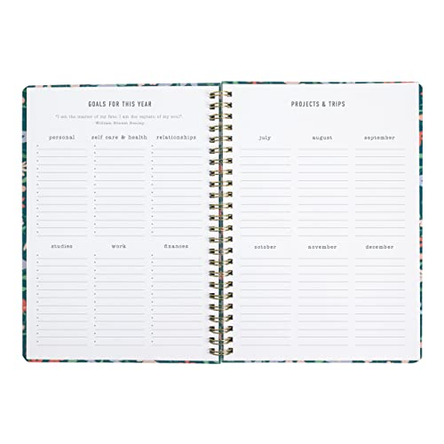 Letts Spring Valley Academic Weekly/Monthly Planner, 18 Months, July 2023 to December 2024, Week-to-View, Wiro Binding, Multilingual, A5 Size, 8.25" x 5.875", Green (C031798-24)