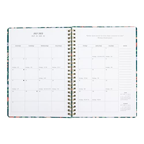 Letts Spring Valley Academic Weekly/Monthly Planner, 18 Months, July 2023 to December 2024, Week-to-View, Wiro Binding, Multilingual, A5 Size, 8.25" x 5.875", Green (C031798-24)