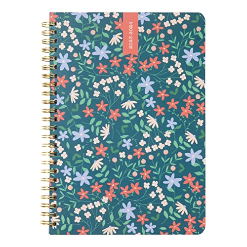 Letts Spring Valley Academic Weekly/Monthly Planner, 18 Months, July 2023 to December 2024, Week-to-View, Wiro Binding, Multilingual, A5 Size, 8.25" x 5.875", Green (C031798-24)